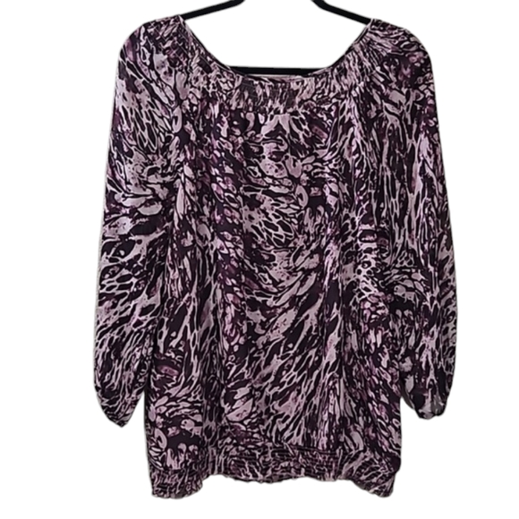 Apt 9 Women's Printed Tie Neck 3/4 Sleeve Blouse Size Large - Picture 10 of 13